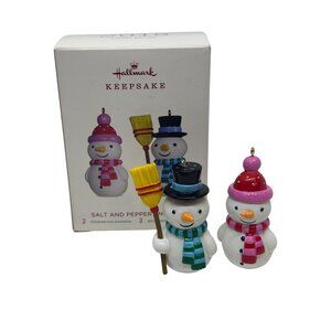 Hallmark 2018 2.25" Salt & Pepper Snowmen Limited Edition Keepsake Ornament NWB